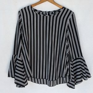 Arabella Black and White Striped Blouse, sz: L